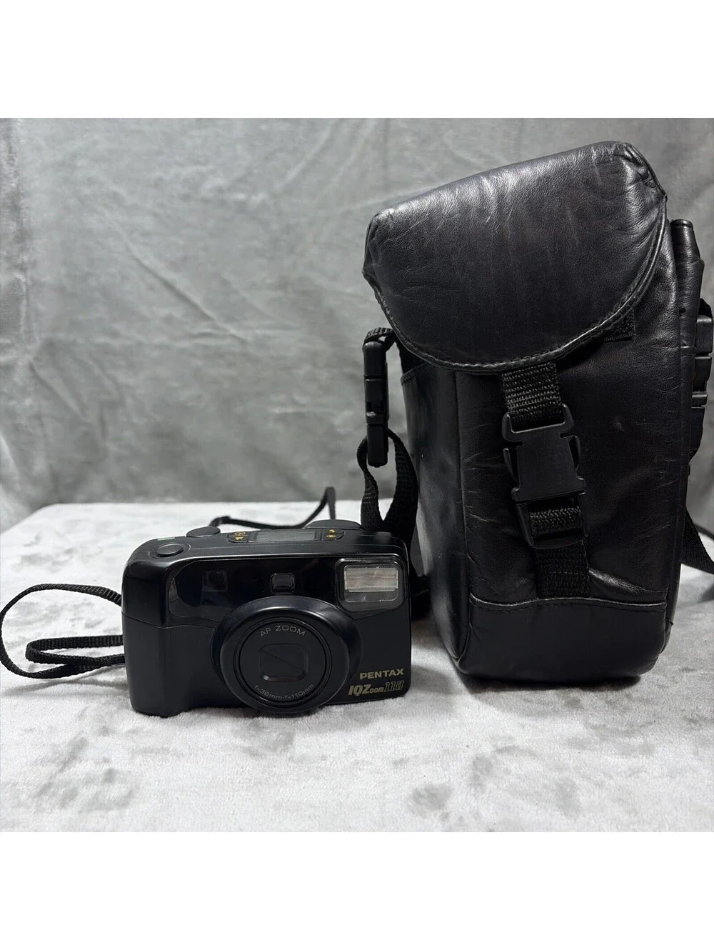 Pentax IQZoom 110 35mm Film Camera Bundle w/ Case & Manual - Tested Works Great